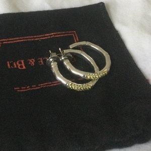 Thistle & Bee sterling silver and yellow sapphire bamboo hoops